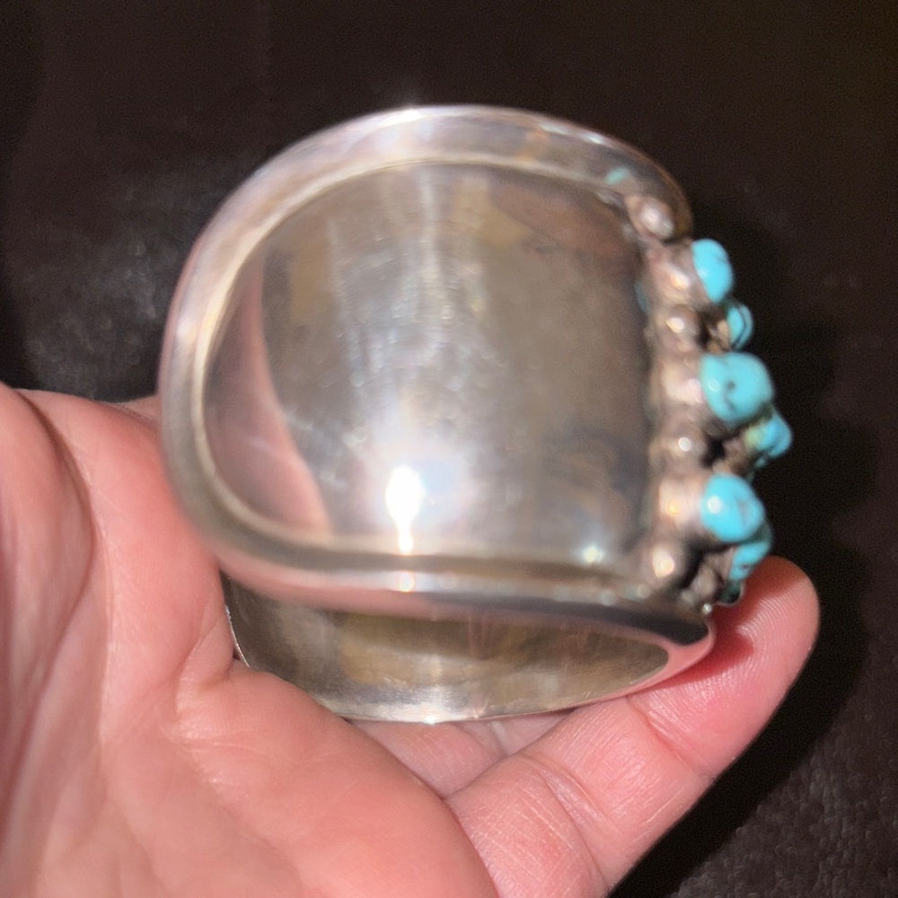 Southwestern Navajo Turquoise and Silver 925 Women's Cuff Bracelet - Picture 6 of 10